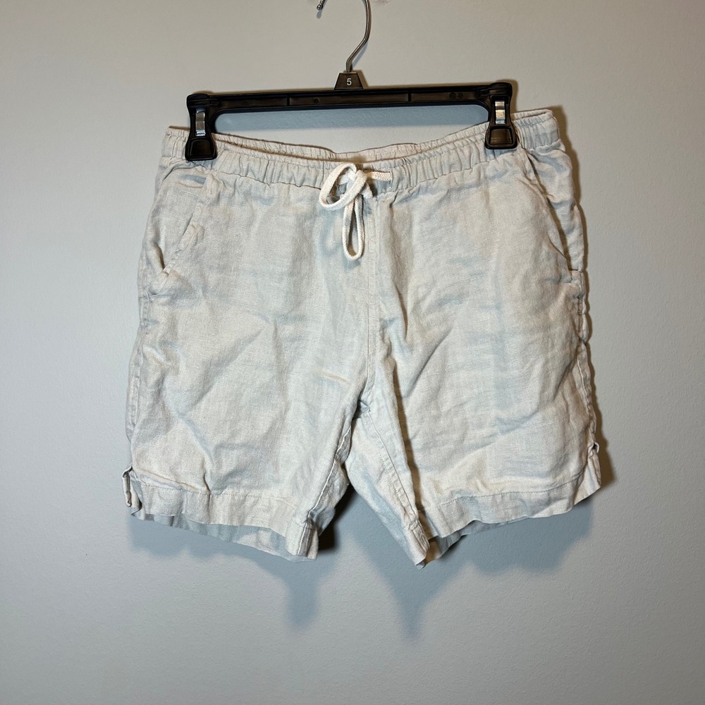 Alex Crane Bo Shorts Men's XS Bone Linen Elastic Waist Drawstring Casual Summer